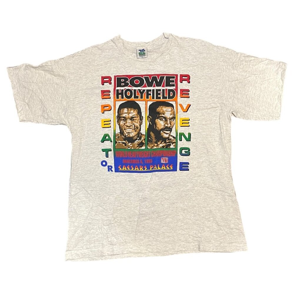 Vintage 1993 Bowe Holyfield II Boxing T-Shirt XL Caesars Palace Repeat Revenge